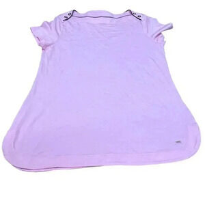 Tommy Hilfiger Women's Pink Short Sleeve T-Shirt with Button Detail Size M